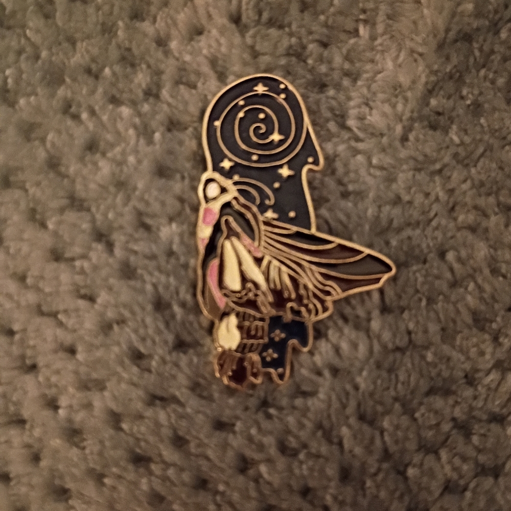 Gold and Black Moth Enamel Pin